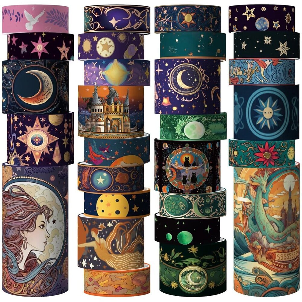 Washi Tape Set 29 Rolls, Magic Themed Decorative Paper Tapes for Halloween Journ